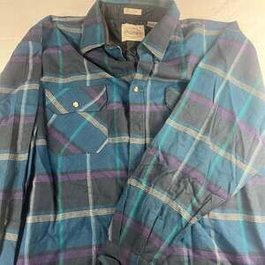 Saugatuck Dry Goods Men's XL Blue Plaid Flannel Shirt Vintage Western